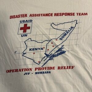 Vintage Somalia Dart Single‎ Stitch T Shirt Relief USA Mens L/Xl Thin Distressed